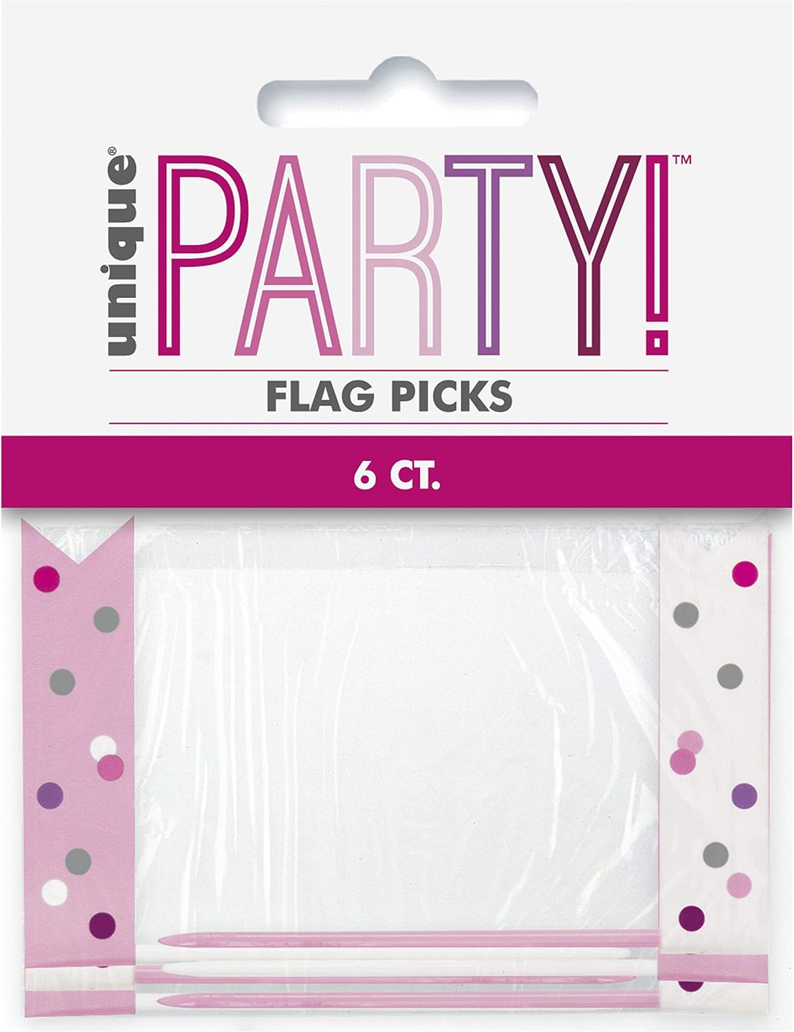 Birthday Flag Cupcake Toppers, Pink, 6 Count (Pack of 1) - Image 3