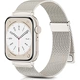 Easuny for Apple Watch Band Series 10/9/8/7/6/5/4/3/SE/Ultra (Double Strong Magnetic Milanese Loop)-Soft Metal Wristband for Women iWatch 38mm 40mm 41mm 42mm 44mm 45mm 46mm 49mm(Starlight)