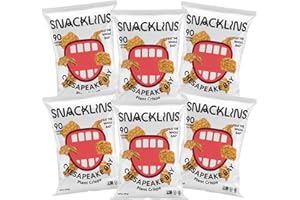 SNACKLINS Plant Based Crisps CHESAPEAKE BAY - Gluten Free, Grain Free, 100% Kosher, Vegan Healthy Snacks, Crunchy Puffed Snack, Only 90 Calories Per Bag - .9oz Bag (Case of 6)