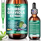 Soursop Bitters Liquid 10-in-1 with Ashwagandha, Black Seed Oil & Turmeric, Gotu Kola for Immune Support, Gut Health, Cell Re