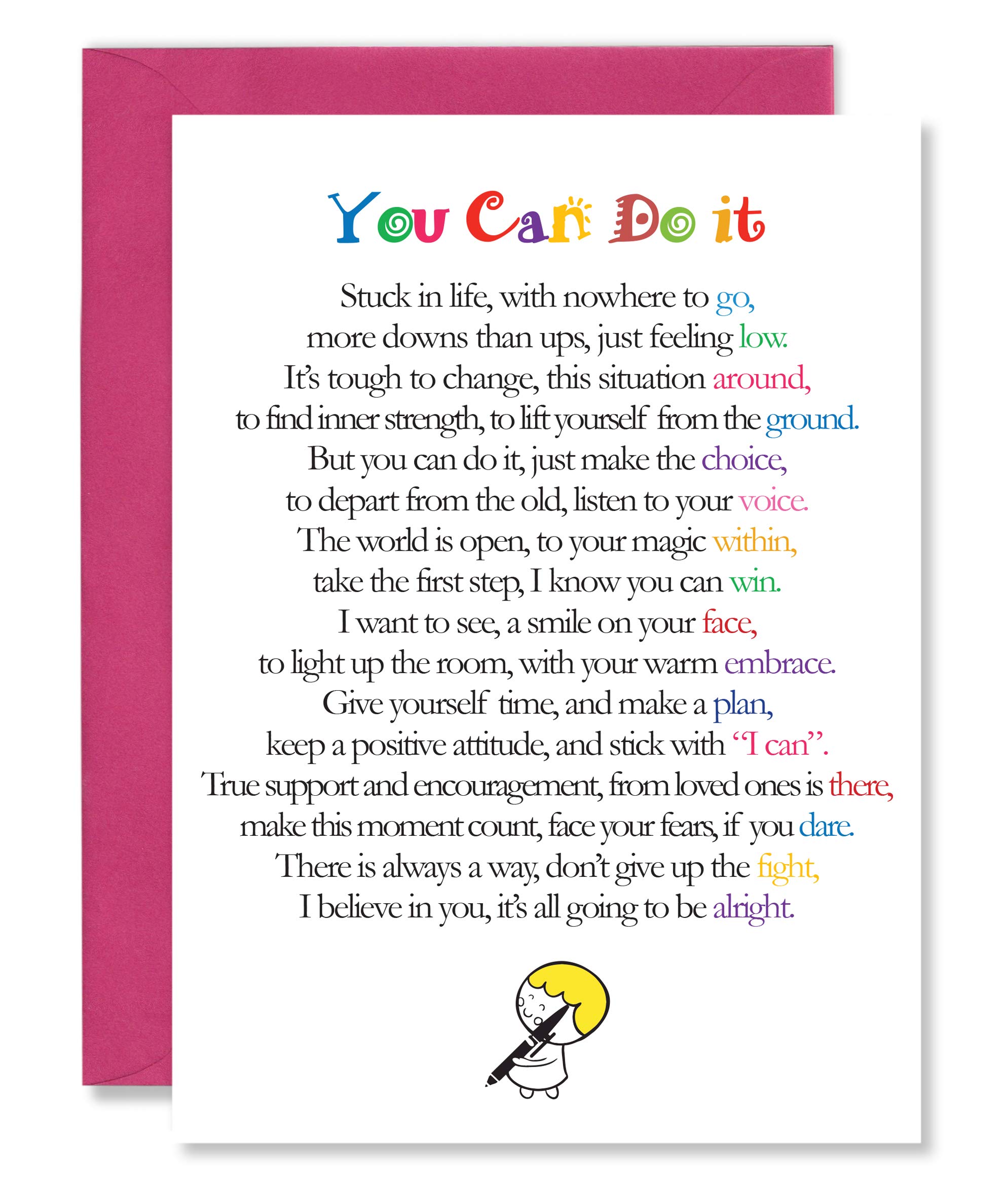Clarabelle Cards - You Can Do It - Proud of You | Inspirational | Motivational | Good Luck | Congratulation | Thinking of You Encouragement Poem Verse Greetings Card sold by Card Candy