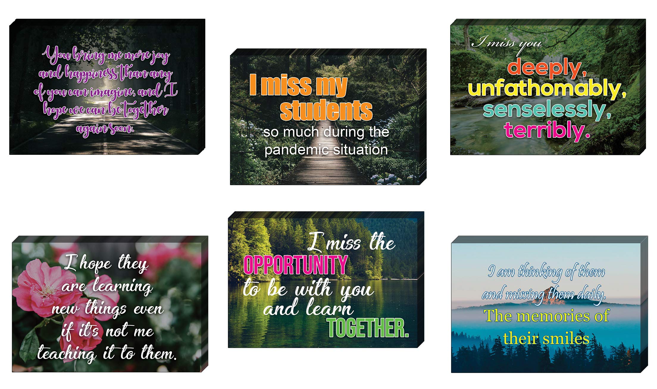 Creanoso Inspirational Quotes Teacher Miss Postcards (30-Pack) – Unique Note Card Bulks Assorted Pack – Cool Gifts for Men, Women, Employees – Great Greeting Cards Collection Set