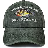 Shenbors Embroidered Women Want Me Fish Fear Me Hats