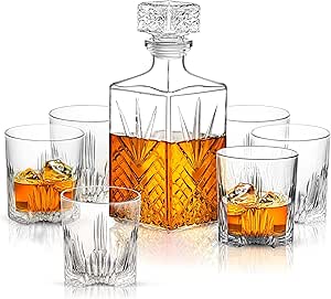 Whiskey Decanter Glass Set Elegant Wine Decanter Set Glass Whiskey Decanter With Sealing Stopper Equipped With 2 Wine (5 Ounces) Glasses Made Of 100% Glass Fit For Whiskey, Bourbon, Brandy, Guice Etc
