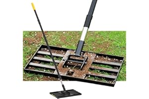 BlumeTrec Lawn Leveling Rake, 17"x10" Heavy Duty Sand Leveling Tool with 6.7FT Stainless Steel Long Handle, Golf Rake for Soil, Compost, Gravel, Lawn Leveler for Yard, Garden, Landscaping Level Tool