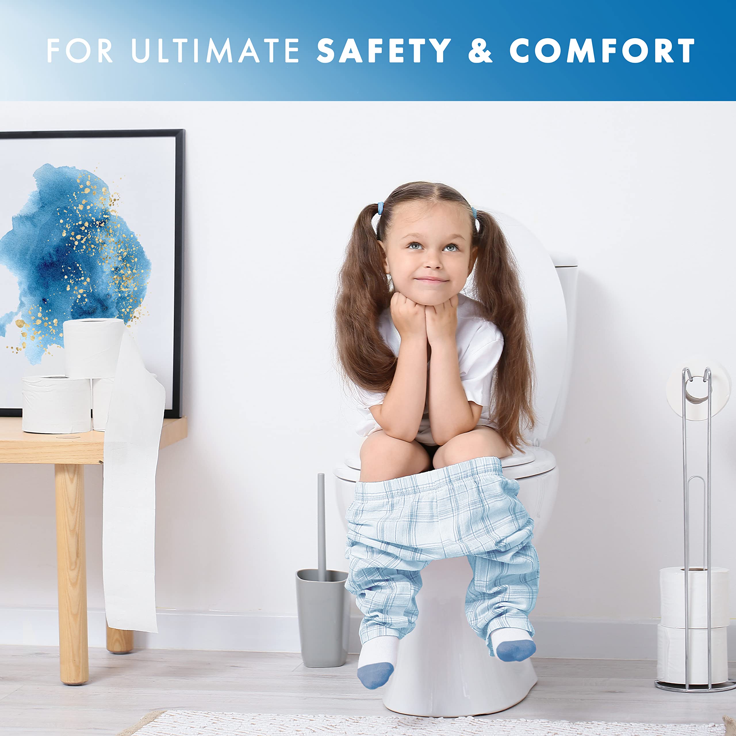 BENKSTEIN Quick Release Toddler Toilet Seat Attachment - Heavy Duty Potty Training Seat - Soft Close Toilet Seat with Toddler Potty Seat For Toilet - Elongated Toilet Seat with Toddler Seat