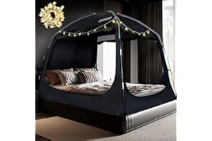 RIYDH Bed Tent Bed Canopy Breathable 100% for Adult and Kids- Original Design Light Reduction 93% Sleeping Dream Tents Indoor Portable Big Space with String Light 3 Doors Twin Full Queen King Size