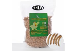 Euchirus 11LBs Non-GMO Dried Mealworms,High-Protein Larvae Treats Feed Molting Supplement for Birds Hens Ducks etc,Large Bulk Meal Worms Birds Chicken Food