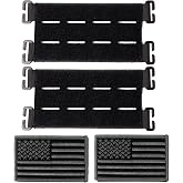Molle Patch Panel with Laser Cutting Loop, Molle Patch Display Holder for Backpack,6X3.2 Mini Patch Board Include American Flag Patch (2 pcs Black)