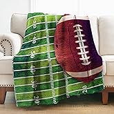 Levens Football Blanket Gifts for Boys Men, Play Ground American Football Pattern Decoration for Home Bedroom Living Room Lounge Car, Warm Soft Comfortable Lightweight Throw Blankets Green 50"x60"