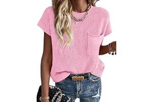 KIRUNDO Womens Spring Fall Cap Sleeve Tops 2025 Summer Casual Crew Neck Lightweight Sweater Vest Ribbed Knit Pullover