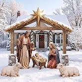 Amyhill 6 Pcs Outdoor Nativity Scene Set | 79 Inch Large Holy Family Nativity Scene Decorations, Ground Stakes for Lawn Placement, for Xmas Holiday Garden Decor
