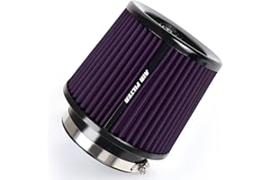 TIEVISHO 3 3.5 4 Inches Cold Air Intake Filter 76mm 89mm 101mm High Performance Washable Clamp-On Replacement Cone Air Filter 3 in 1 Size Purple