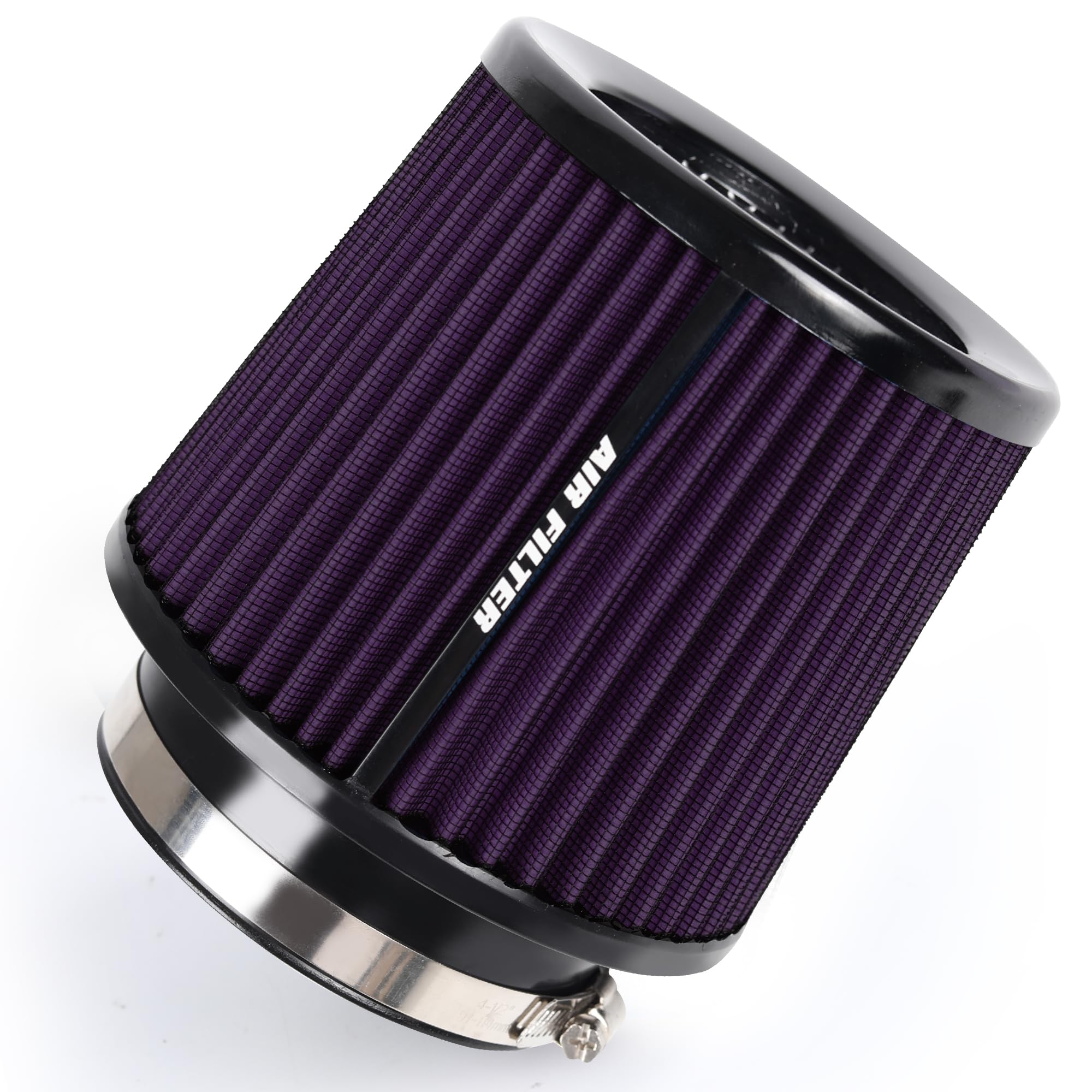 Photo 1 of 4 Inches Cold Air Intake Filter 3" or 3.5" or 4" High Performance Washable Clamp-On Replacement Cone Air Filter 3 in 1 Size Purple
