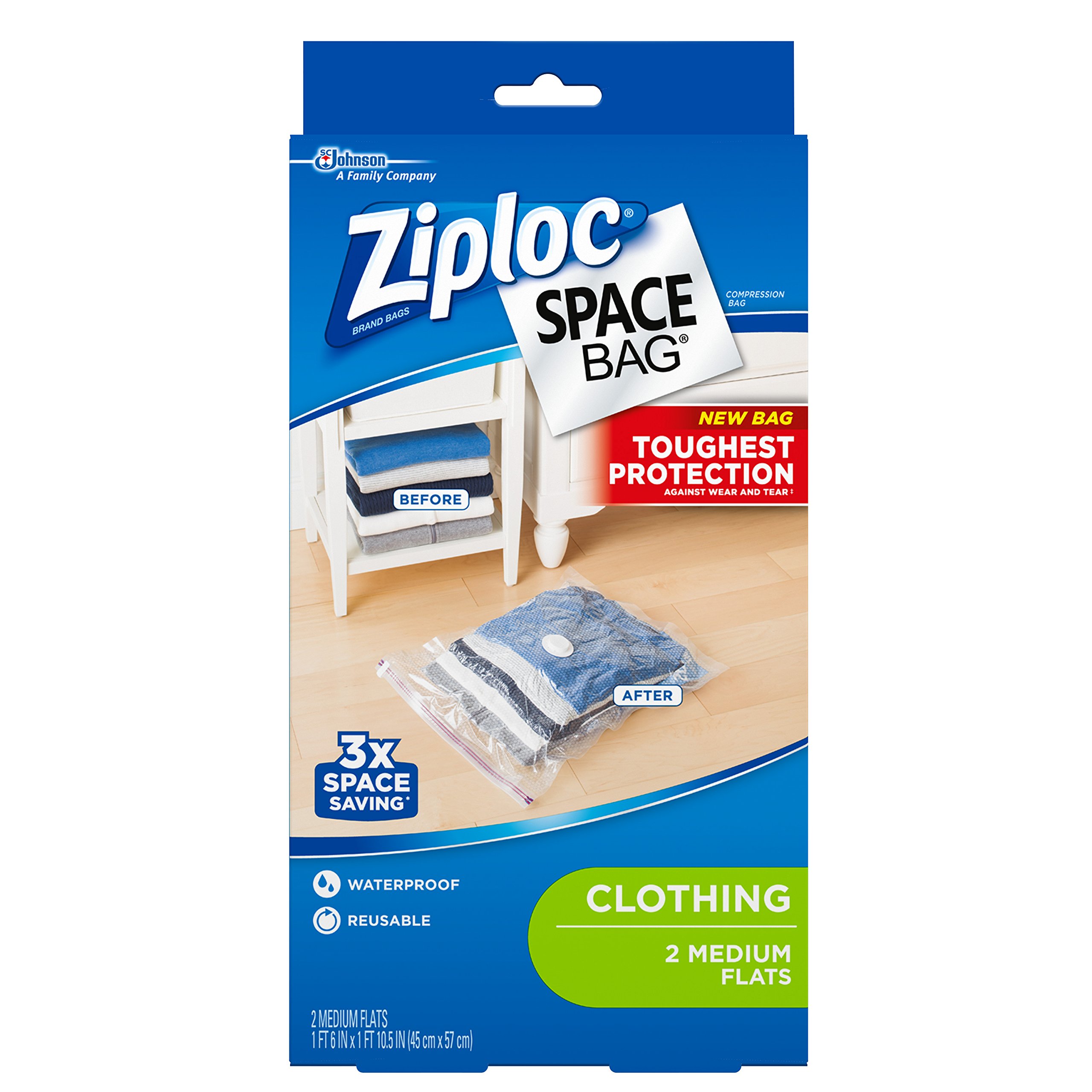 Ziploc Space Bag, Travel Bags Poly Pack, 2 pack Health & Personal Care