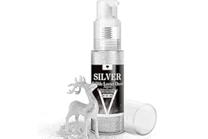 VIVIDYE Edible Glitter Spray - 20g Luster Dust Edible Glimmer Powder for Sparkling Cocktails, Cake, Cupcakes, Wine, Beverage - Food Grade Shimmer Dust Powder for Baking, Drinks, Cookies Decoration (Silver)