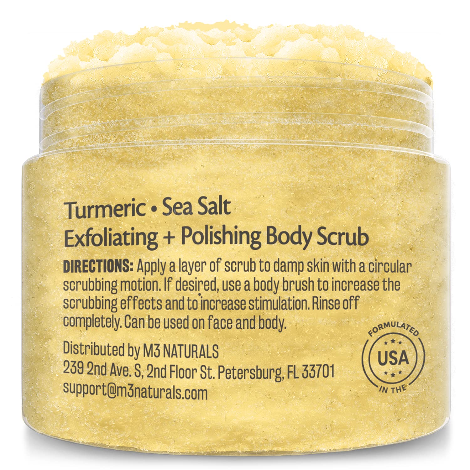 Exfoliating Body Scrub Turmeric Body Scrub and Skin Exfoliator with Collagen and Coconut Oil Gently Exfoliate Face Body Hand and Foot Scrub Moisturizing Body SkinCare products by M3 Naturals - Image 2