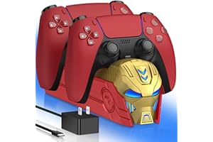 MYSTNOVA PS5 Controller Charger Station for PlayStation 5 Dualsense, Fast PS5 Dual Controller Stand Charger Dock with AC Adapter-LED Charging Station for PlayStation 5 Storage (Yellow and Red)