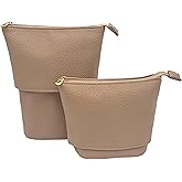 JAZD Convertible Travel Makeup Brush Bag, Stand-Up Brush Holder Pouch For Easy Access, Cosmetic Case Organizer (BEIGE)