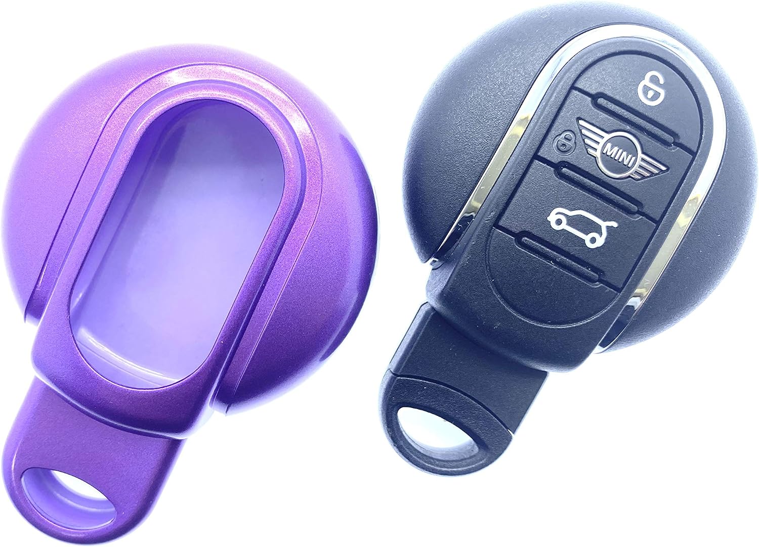 Nordecco Metallic Gloss Hard Plastic Shell Case Cover For Mini Keyless Smart Key Fob Compatible With Mini 2014-20 Hatch Cabrio Coupe CountryMan PaceMan ClubMan F54 /F55 56 57 60 R60/61 (Purple)