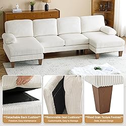 VINGLI 110' U Shaped Comfy Sectional Couch, Double