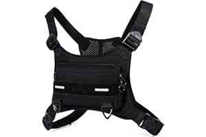 OPAGE Outdoor Running Chest Bag for Men With Extra Storage, Water Resistant Sports Chest Pack Lightweight Running Waist Packs for Workouts Cycling and Hiking (Black)