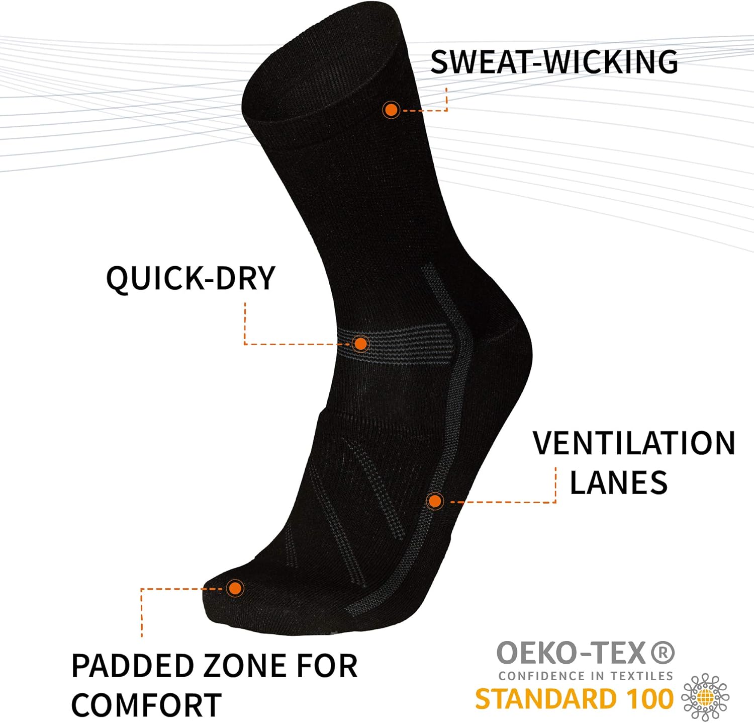 DANISH ENDURANCE Cycling Socks for Men & Women, 3 Pack Regular Ankle Crew Breathable Bike Socks for Mountain Biking: Clothing