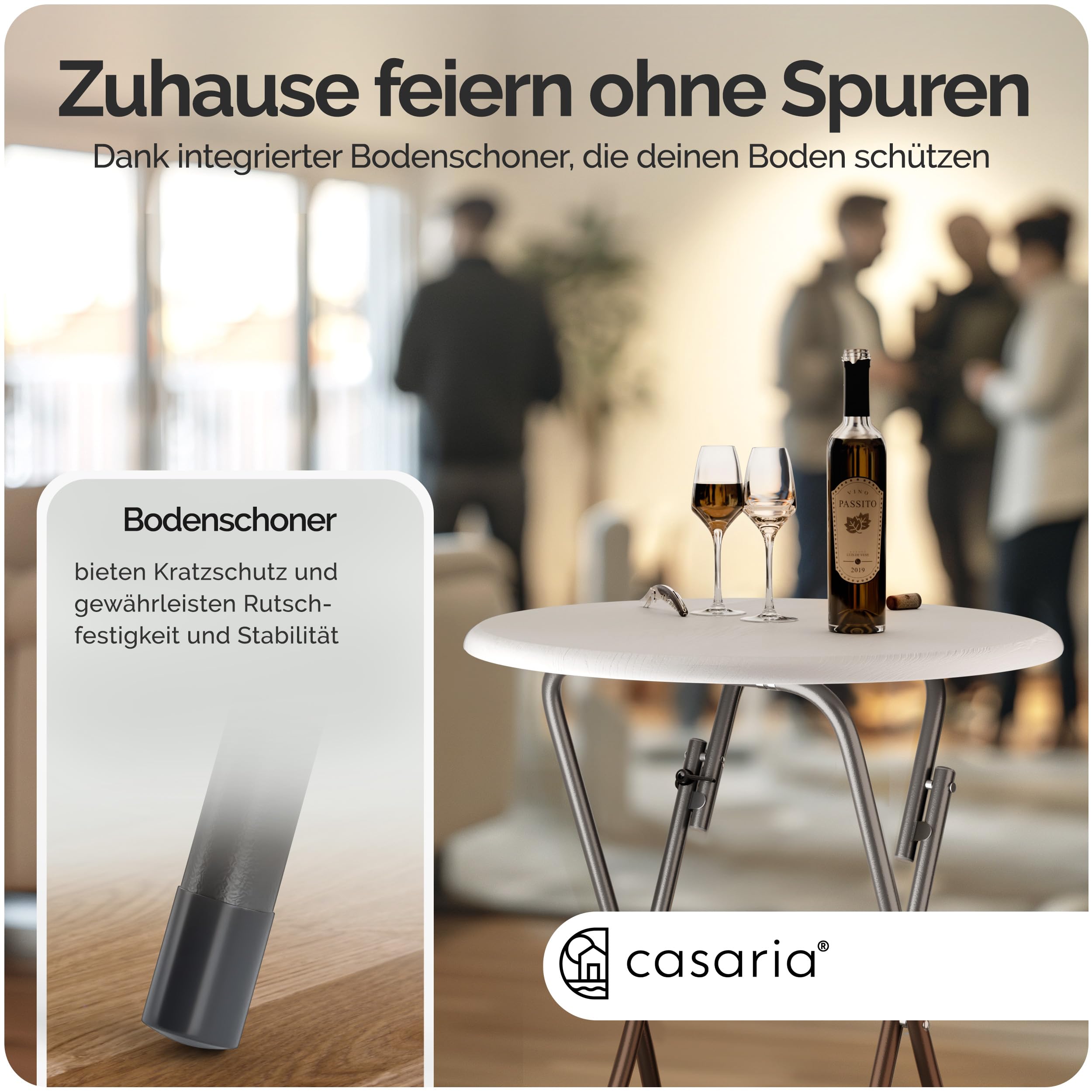 Casaria® Stehtisch Klappbar 110cm Hoch Rund Ø 60cm Outdoor Holz Stabil Garten Büffet Bistrotisch Bartisch Biertisch Partytisch Klapptisch Tisch Weiß 6