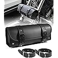 UBOG Motorcycle Handlebar Bag,Car Accessories Motorcycle Tool Bag,Pu Leather Motorcycles Fork Bag,Autobikes Side Bag with Straps,Motorcycles Bag,Autobike Storage Bag,Suitable for Most Autobike