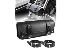UBOG Motorcycle Handlebar Bag,Car Accessories Motorcycle Tool Bag,Pu Leather Motorcycles Fork Bag,Autobikes Side Bag with Straps,Motorcycles Bag,Autobike Storage Bag,Suitable for Most Autobike