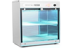 AW BYOOTIQUE 16L Nail Tool Cleaning Machine Electric Towel Cabinet Blue Light with Timer for Manicure Clippers Facial Skin Beauty Hair Salon Barbershop Spa Equipment Home Metal Tools