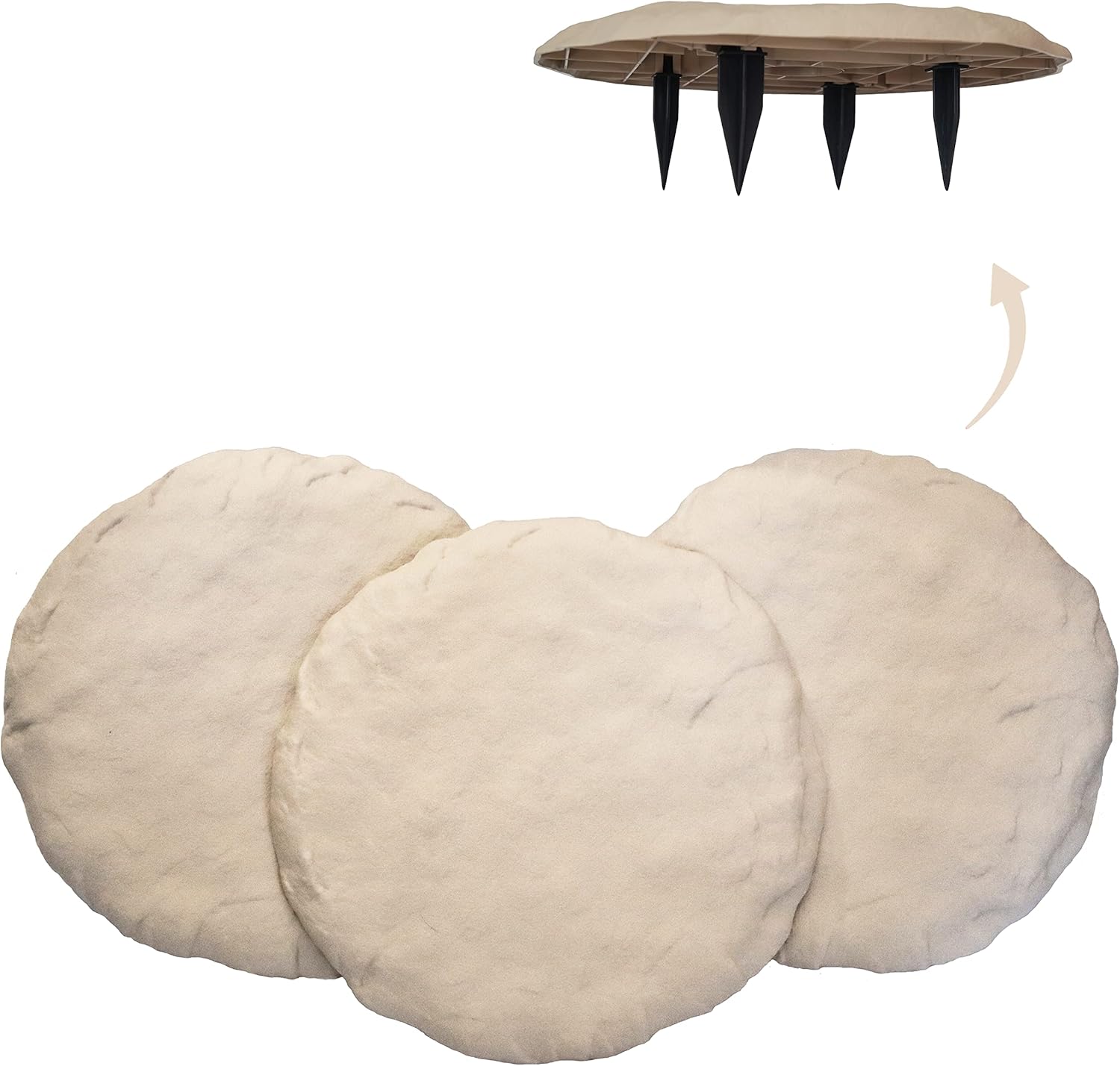 Hardscaping Materials - Ei Circular 15.5” Stepping Stones with Ground Stakes - Home or Garden Step Stones for Outdoor Walkway or Pathway Pavers - Polyresin Material (4, Beige Limestone)