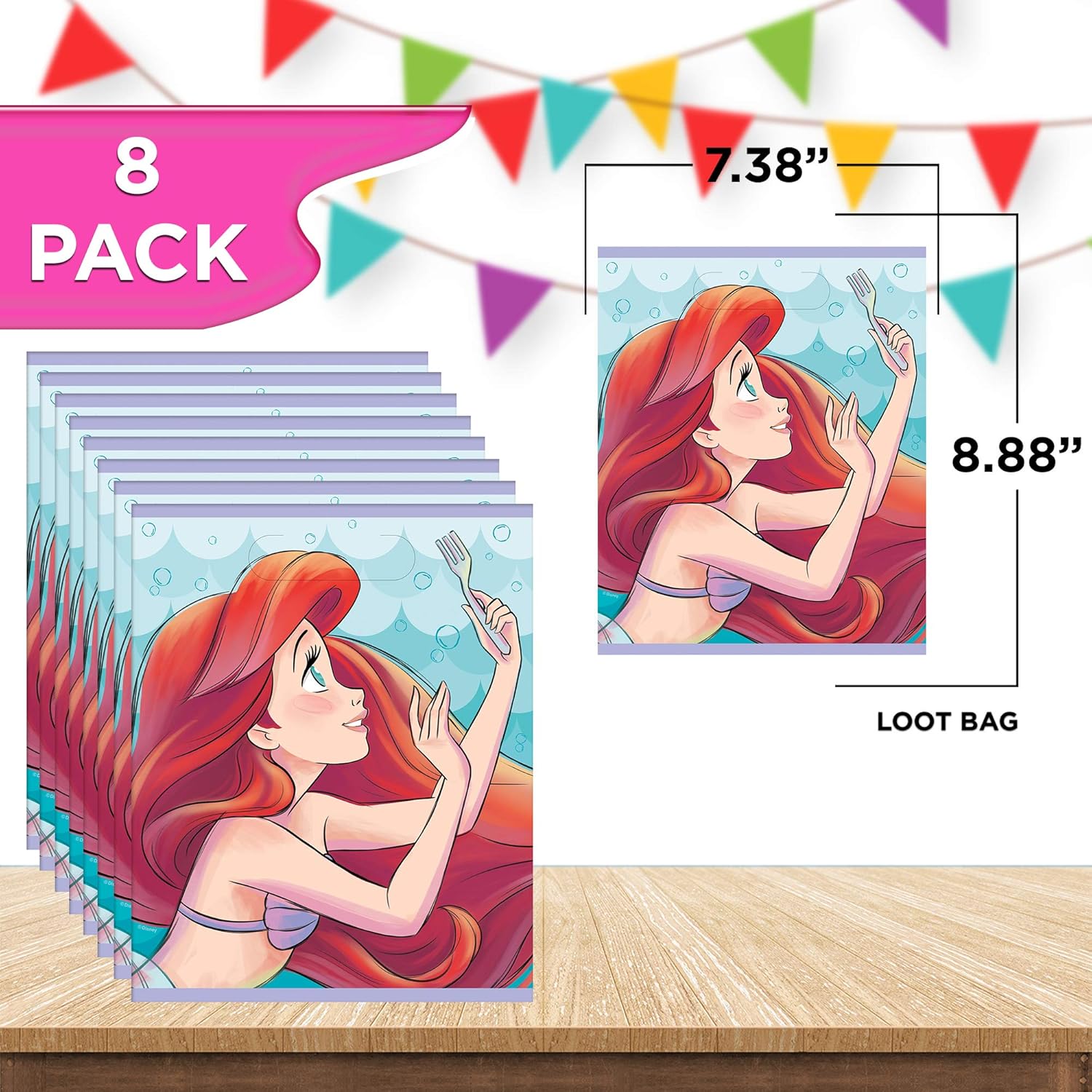 Unique The Little Mermaid Party Favor Bundle | Tattoo Sheets, Party Hats, Blowouts, Loot Bags | Kid's Birthday, Underwater Themed Event, Halloween, Officially Licensed by Unique: Health & Personal Care