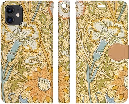 Amazon Co Jp Ruuu Iphone12 Iphone12pro 兼用 手帳型 スマートフォン Iphoneケース カバー ウィリアム モリス 1a オレンジ ボタニカル アート テキスタイル 植物 ボタニカル柄 ペイズリー パターン モダンデザイン 壁紙 タペストリー ファンタジー ウィリアムモリス 柄