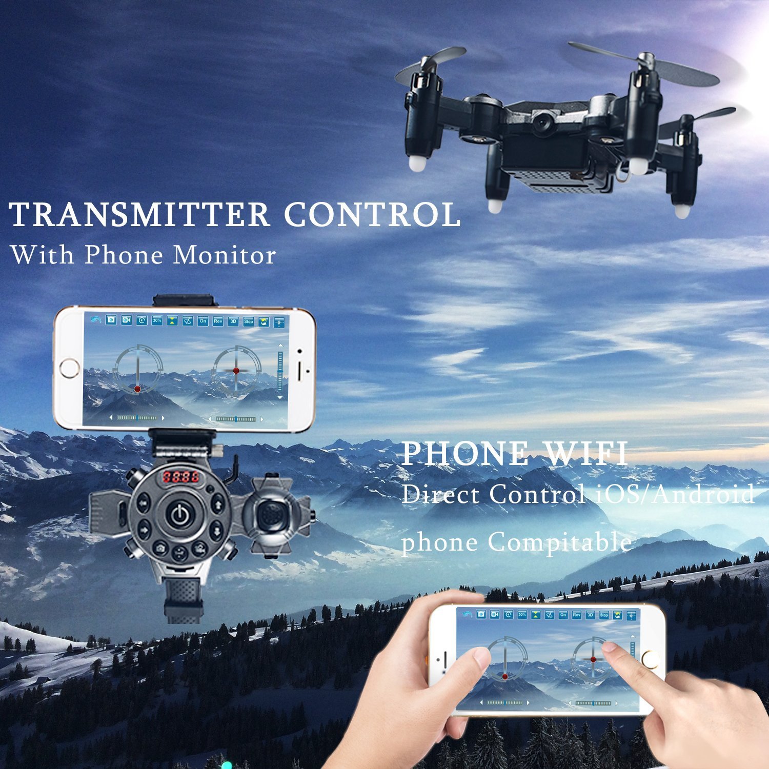 portable remote control watch style mini fold drone