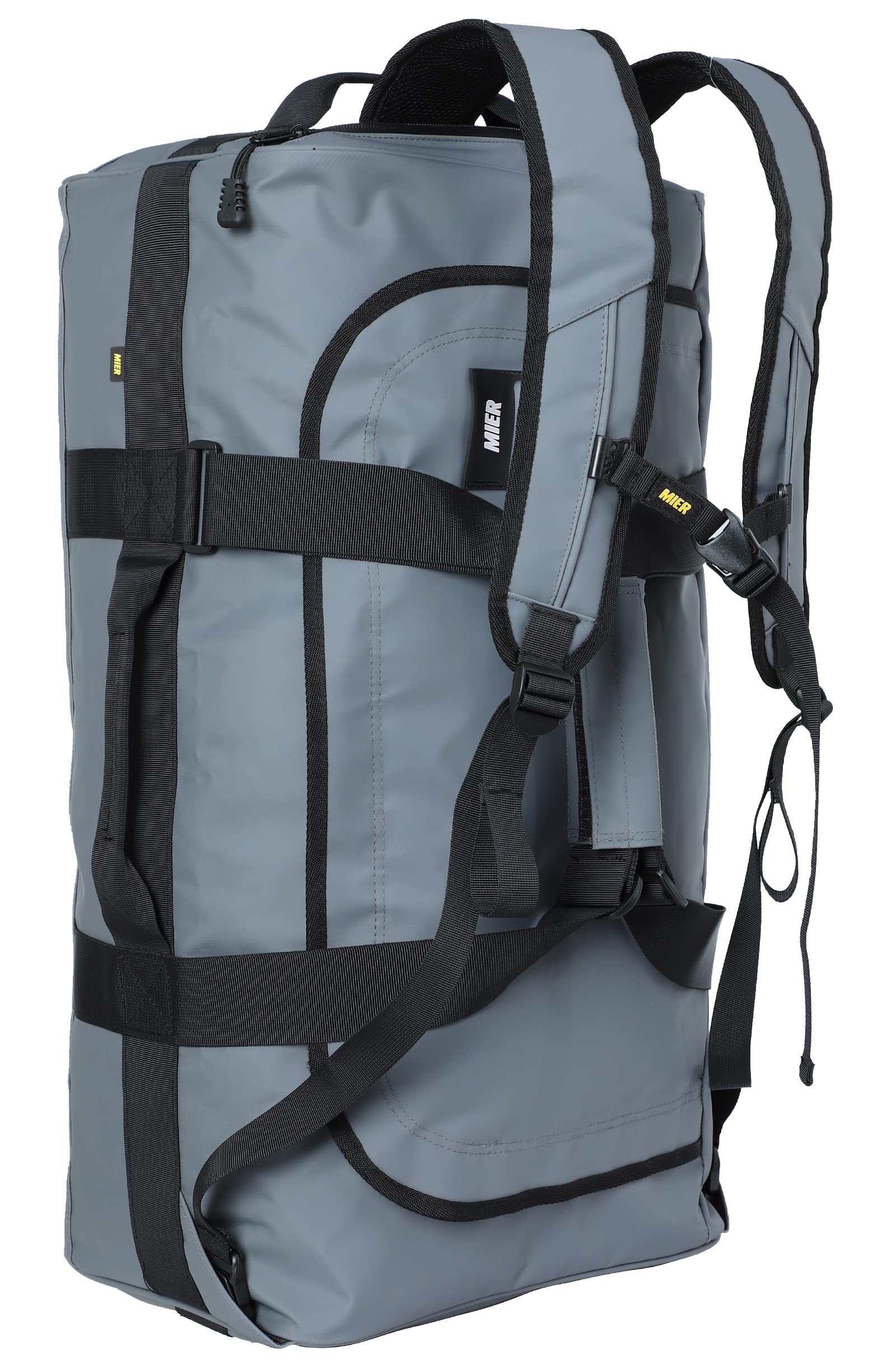 MIER 60L Duffle Bag Backpack Gym Bag Heavy Duty Mens Convertible Water Resistant Sports Duffel Bag with Shoulder Straps for Travel, Overnight, Camping (Grey, 60L)