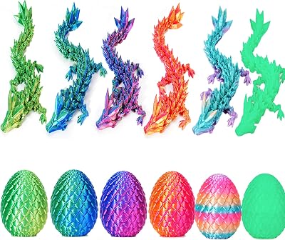 YILCER 6PCS 3D Printed Dragon Eggs Inside Dragon Fidget Toy Easter Gift Set