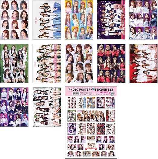 Idolpark Carteles De Kpop Set De 12 Y 1 Juego De Pegatinas Iz Uno Amazon Es Hogar