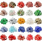 3 otters 26Pcs Christmas Bows for Gift Wrapping, 6.2inch Christmas Pull Bows for Xmas Present Gift Wrapping Holiday Decorative