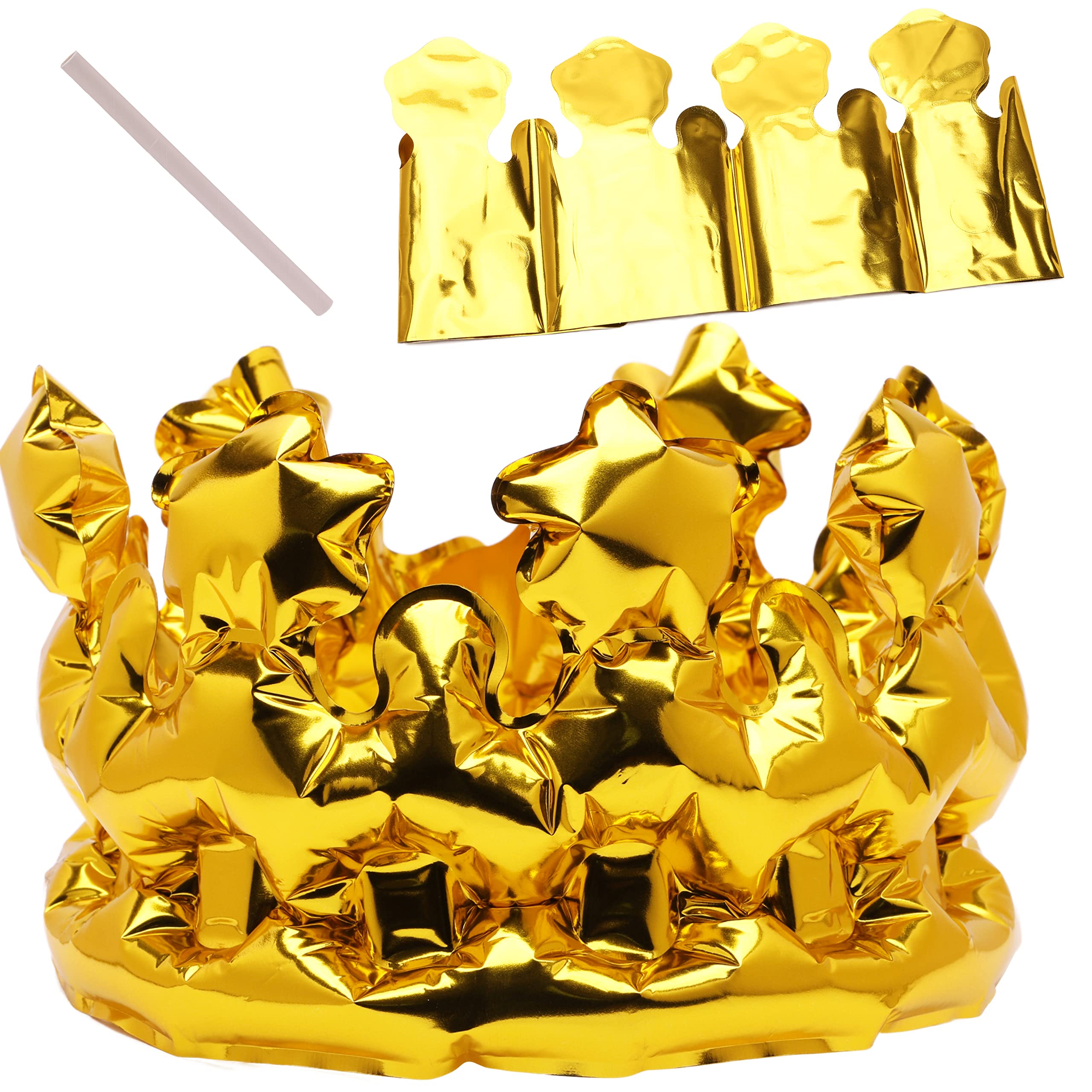 Toyland® Inflatable Shiny Metallic Wearable Gold Crown - Fancy Dress Accessories