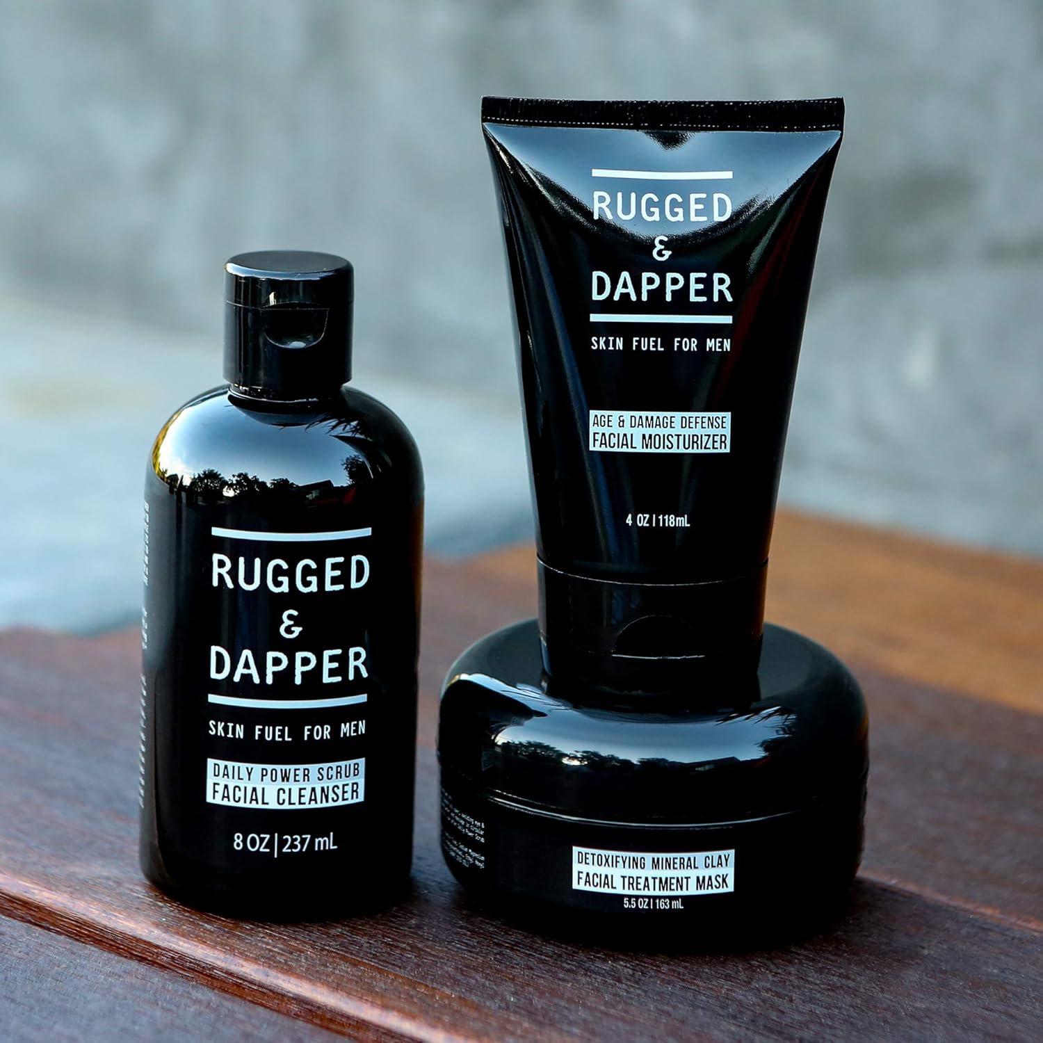 RUGGED & DAPPER All-In-One Essential Skincare Set for Men, Kit Includes Daily Facial Scrub Cleanser, Moisturizer Aftershave Lotion and Detox Face Mask : Beauty