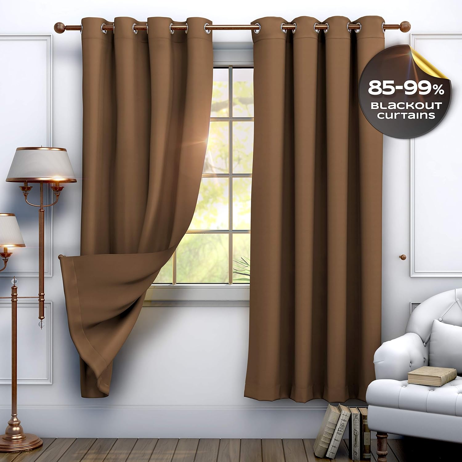 Amazon Com Tesorrio Blackout Curtains Chocolate Or Brown 84 Inch Darkening Insulated Window Treatment Curtain Panels 2 Pieces W52 Inches X L84 Inches Home Kitchen