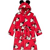 Disney Minnie Mouse Robe, Girls Bathrobe With 3D Minnie Mouse Ears, Fleece Girls Robes