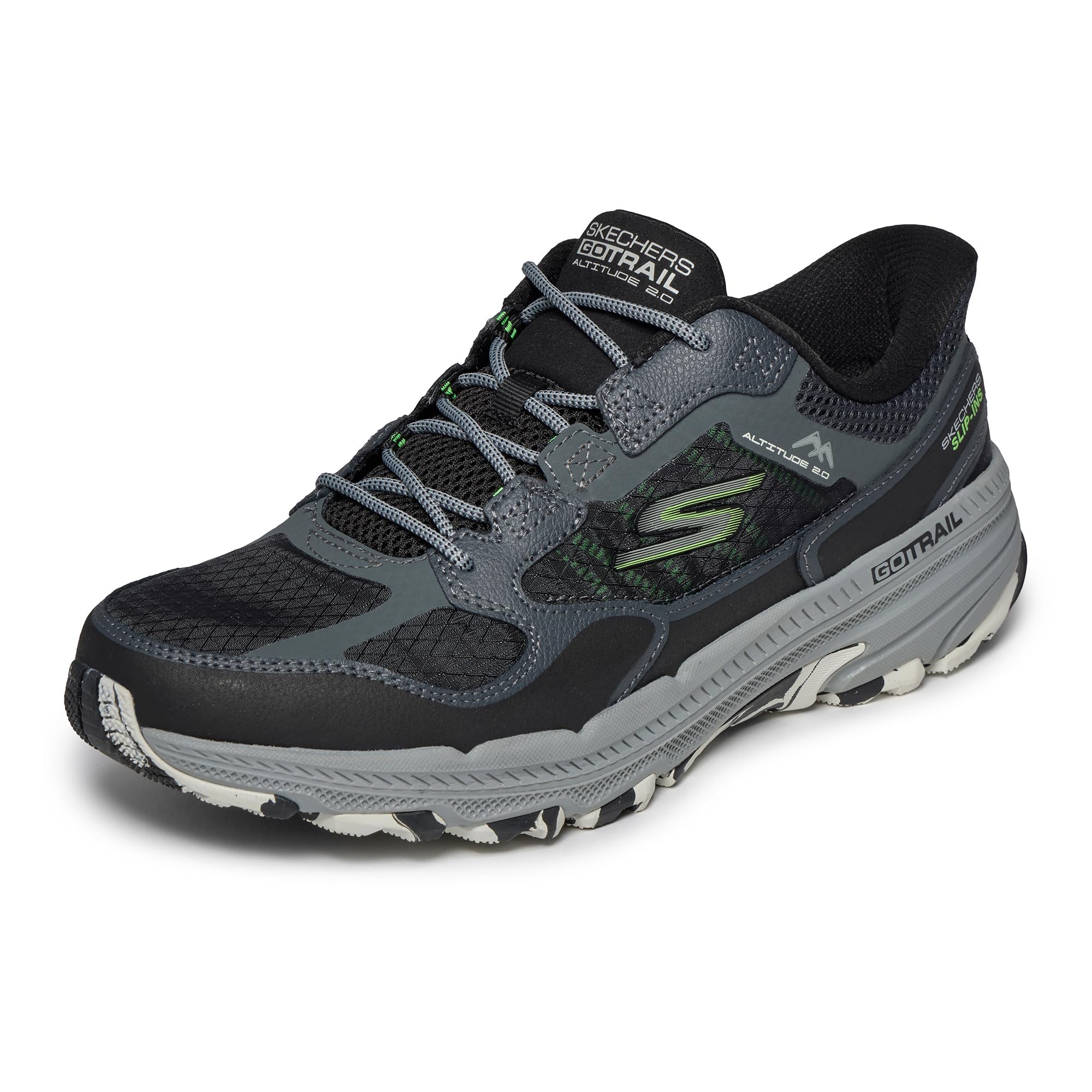 Skechers Men's GO Run Trail Altitude 2.0 - Rocky Hill Trail Running Shoes, Black/Gray, 8.5 Image