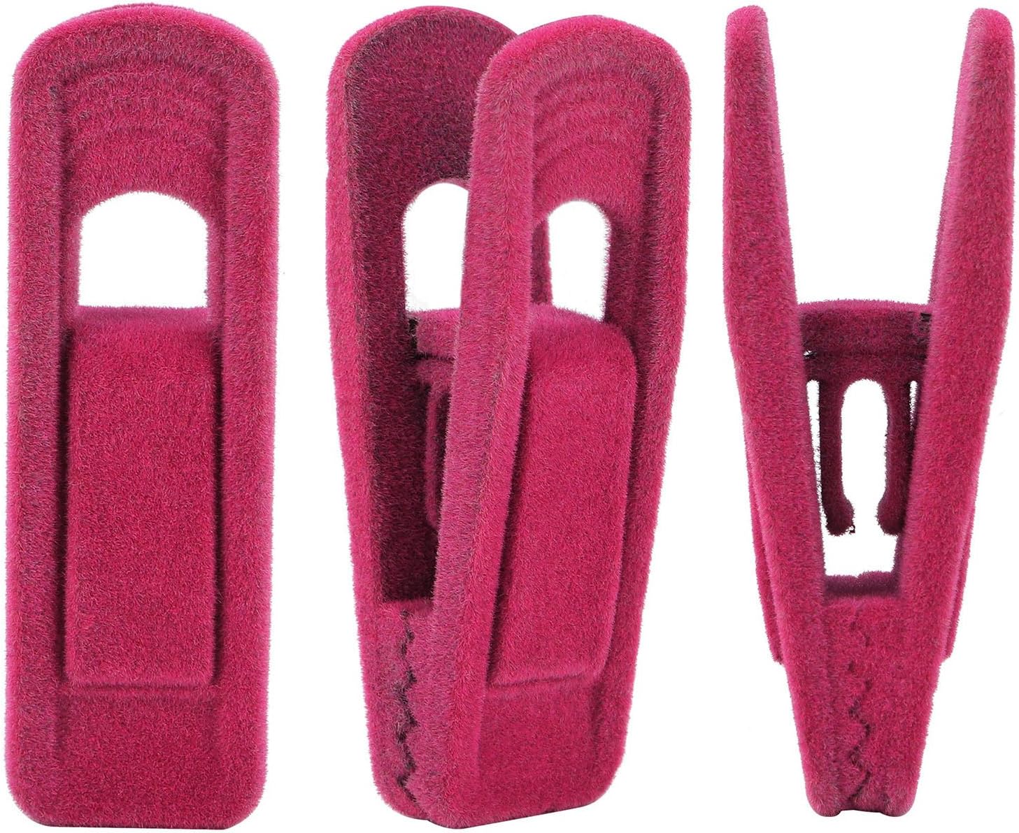 Corodo Velvet Hangers Clips, Hot Pink Hanger Clips, 80 Pack Strong Finger Flocked Clips for Use with Slim-line Clothes Velvet Hangers