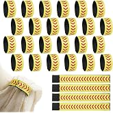 FCKLVMC 28 Pcs 7.4 Inch Softball Shirt Ties for Sleeves, Yellow With Red Stitching Shirts Sleeve Holders for Sports Activities Accessories