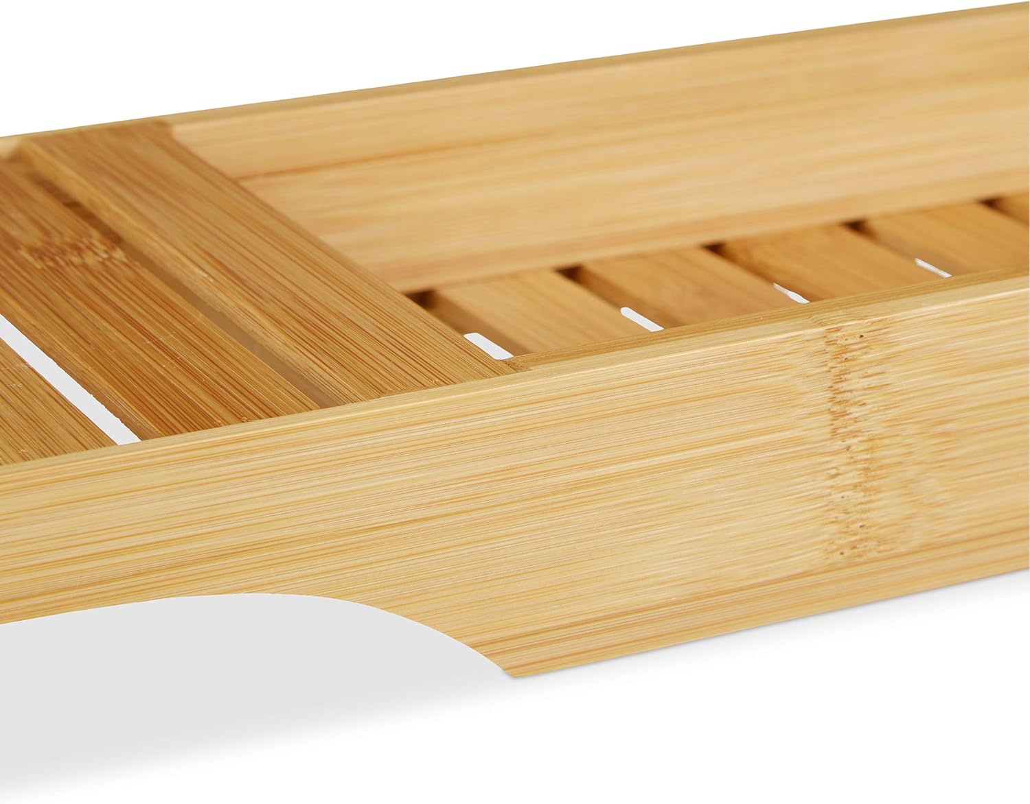 Relaxdays Bamboo Bathtub Tray with Grills, 4.5 x 68.5 x 14.5 cm, Bath Bridge, Shelf, Wood, Tub Caddy, Natural Brown - Image 5
