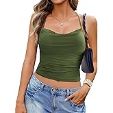 Avidlove Camisole Tops for Women Cowl Neck Ruched Going Out Trendy Cami Crop Top Summer Y2K Spaghetti Strap Tank Tops