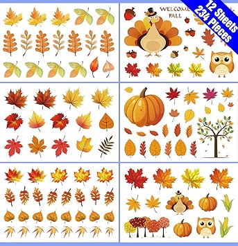Thanksgiving Decorations Fall Leaves Window Clings Decor Autumn