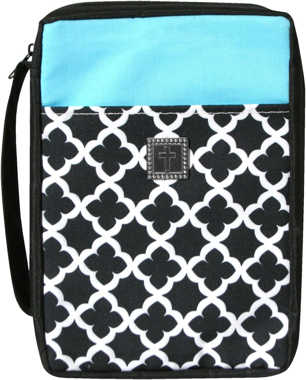 Enesco Faith & Grace by Gregg Gift Black Turquoise Cross Pattern Microfiber Bible Cover, 9.5”